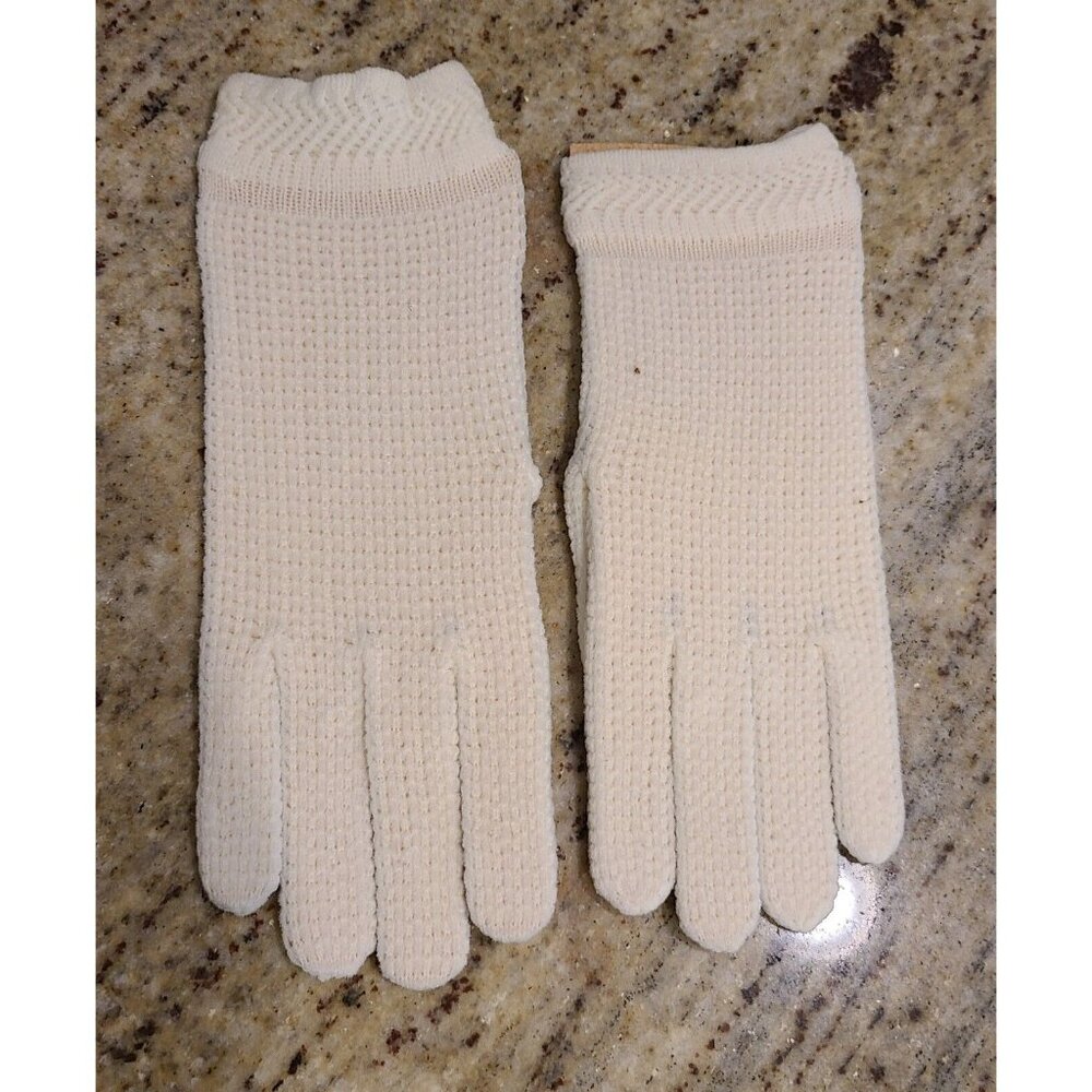 New! Vintage Size M JC Penny Stretchable Beige Knit Nylon Gloves Japan